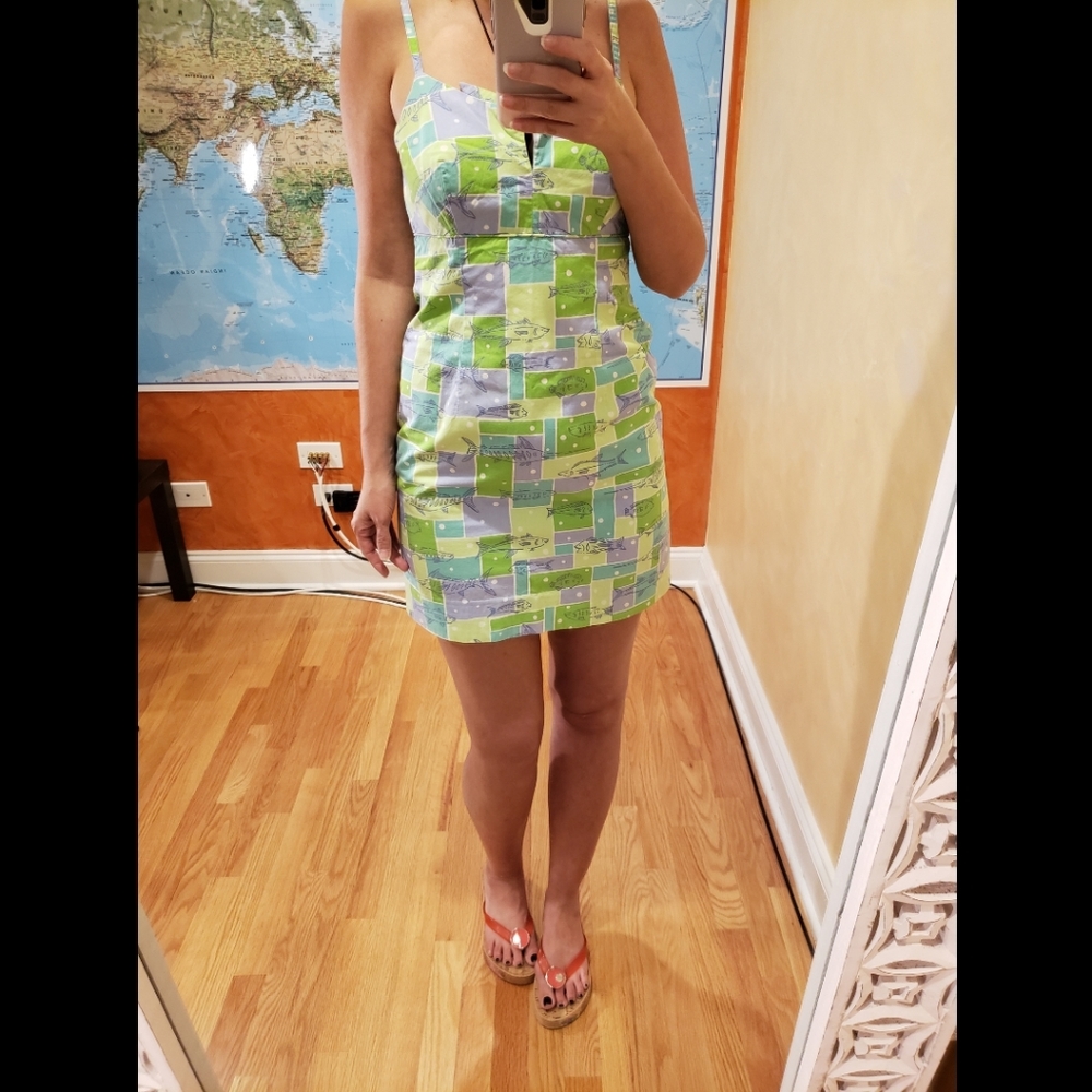 Lilly Pulitzer Green Go Fish Print Shift Dress